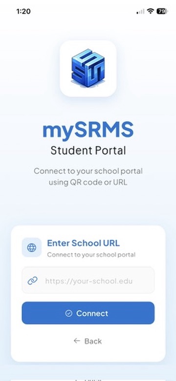Enter School URL screen